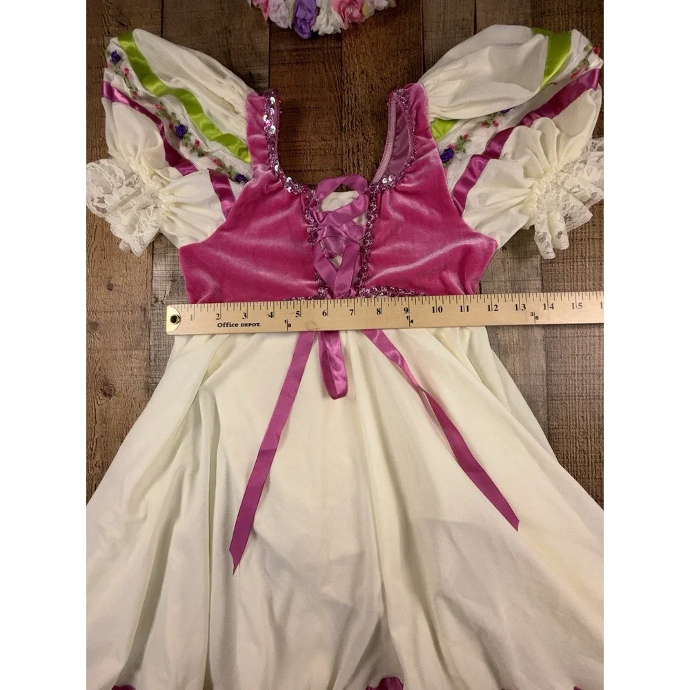 Revolution Dancewear Girls LC Floral Ballet Costume Dress Flower Crown Pink Ivor
